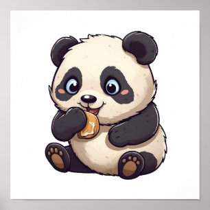 Panda isst einen Keks Poster