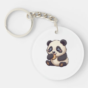 Panda isst einen Keks Schlüsselanhänger