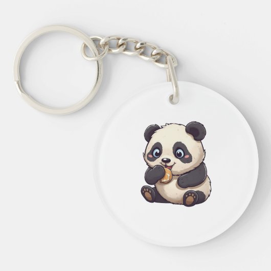 Panda isst einen Keks Schlüsselanhänger (Vorderseite)