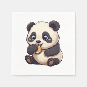 Panda isst einen Keks Serviette