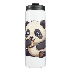 Panda isst einen Keks Thermosbecher