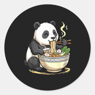 Panda isst lustige Ramen-Nudeln Runder Aufkleber