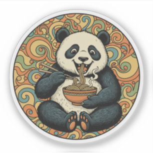 Panda isst Nudeln - Groovy asiatische Food Art Aufkleber