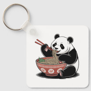 Panda isst Ramen Japanischer Retro-Ukiyo-e-Stil Schlüsselanhänger