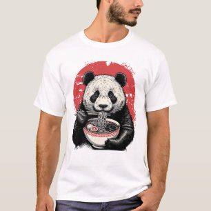 Panda isst Ramen Vintage Japanische Kunst T-Shirt