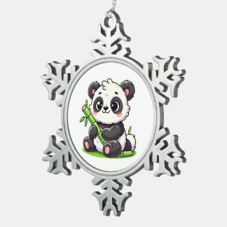 Panda | Ivaniby Schneeflocken Zinn-Ornament