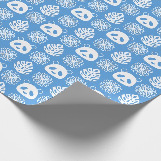 Panda Jungle Impressionen auf Blue Geschenkpapier (Ecke)