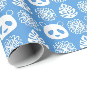 Panda Jungle Impressionen auf Blue Geschenkpapier