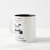 Panda - Kaffee rückwärts geschrieben ist Eeffoc Zweifarbige Tasse (Vorderseite Links)