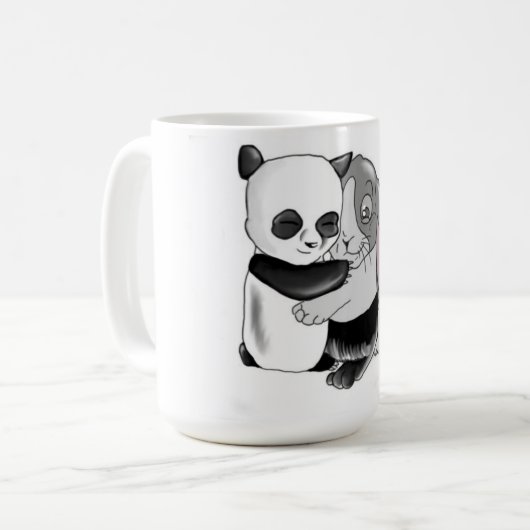 Panda-Kaninchen-Liebe Kaffeetasse (Vorderseite Links)