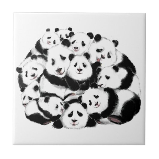 Panda Keramik Tile Happy Family Fliese (Vorderseite)