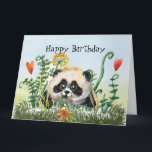 Panda Kid Happy Birthday Karte<br><div class="desc">Der niedlichste Panda-Bär, der mit einem Ballon einen Geburtstag feiert. Das ist die große Version 8 1/2 x 11 Zoll</div>