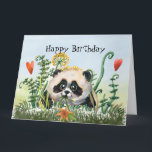 Panda Kid Happy Birthday Karte<br><div class="desc">Der niedlichste Panda-Bär,  der mit einem Ballon einen Geburtstag feiert. Das ist die große Version 8 1/2 x 11 Zoll</div>
