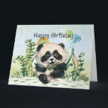 Panda Kid Happy Birthday Karte<br><div class="desc">Der niedlichste Panda-Bär, der mit einem Ballon einen Geburtstag feiert. Das ist die große Version 8 1/2 x 11 Zoll</div>