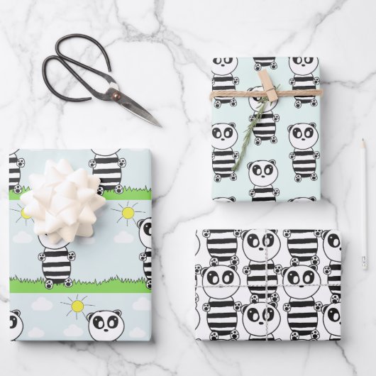 Panda Kids Geschenkpapier Set (Vorderseite)