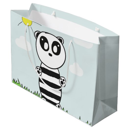 Panda Kids Große Geschenktüte (Rückseite Schrägansicht)