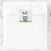 Panda Kids Quadratischer Aufkleber (Tasche)