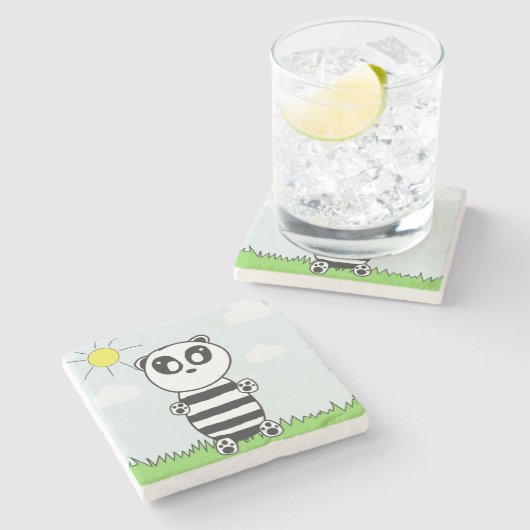 Panda Kids Steinuntersetzer (Seitenansicht)