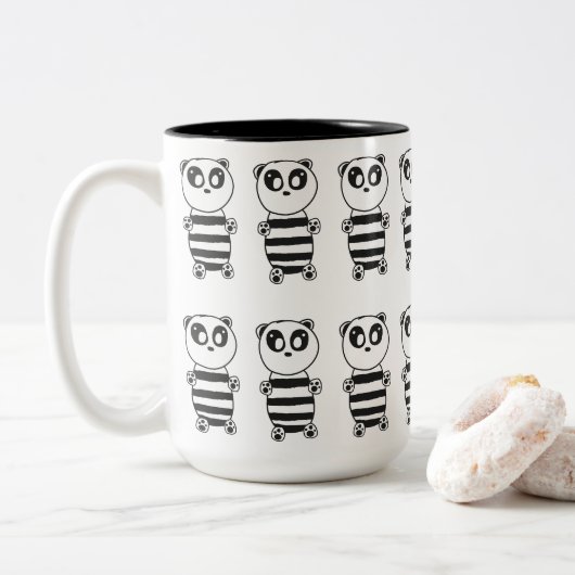 Panda Kids Zweifarbige Tasse (Mit Donut)