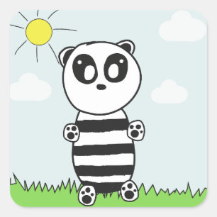 Panda Kinder  Quadratischer Aufkleber