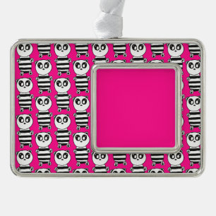 Panda Kinder Rahmen-Ornament Silber