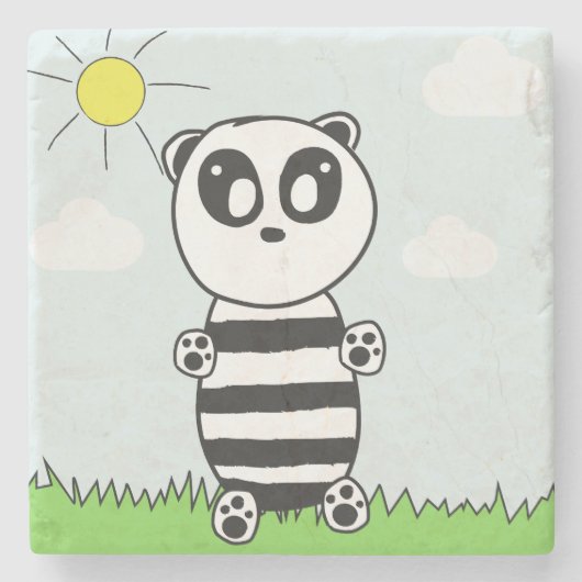 Panda Kinder Steinuntersetzer (Vorderseite)