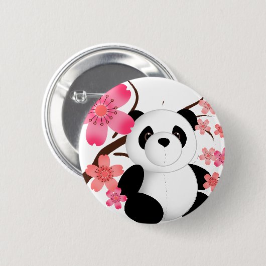 Panda-Kirschblüten Button (Vorne & Hinten)