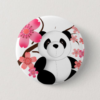 Panda-Kirschblüten Button
