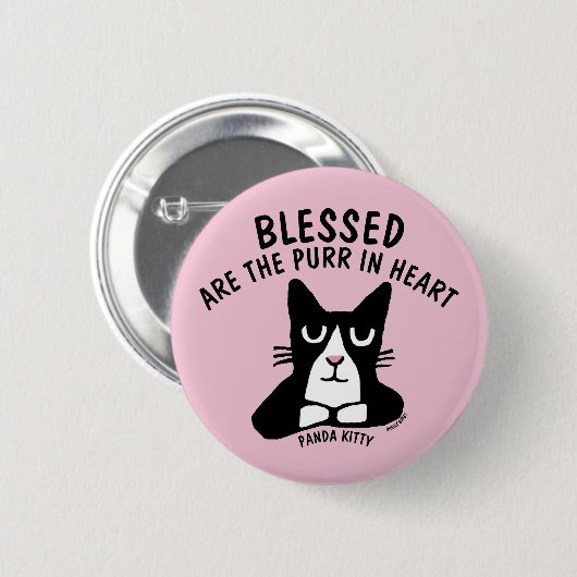 Panda Kitty Cat Knöpfe, BLESSED SIND IM HERZEN Button (Vorne & Hinten)