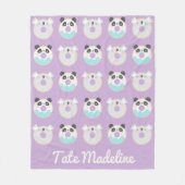 Panda Koala Kawaii Donut Pattern Personalisiert Fleecedecke (Vorderseite)