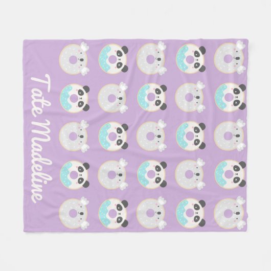 Panda Koala Kawaii Donut Pattern Personalisiert Fleecedecke (Vorderseite (Horizontal))