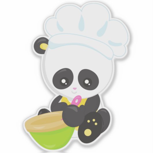 Panda kochen, Panda backen, Niedlich Panda, Bowl Aufkleber (Vorderseite)