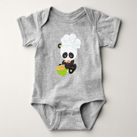 Panda kochen, Panda backen, Niedlich Panda, Bowl Baby Strampler (Vorderseite)