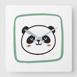 Panda-Kopf minimalist grafisches Symbol Quadratische Wanduhr