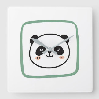 Panda-Kopf minimalistische grafische Ikone Quadratische Wanduhr