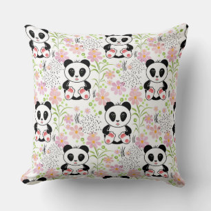 Panda-Kubikblumen, rosa, Kissen