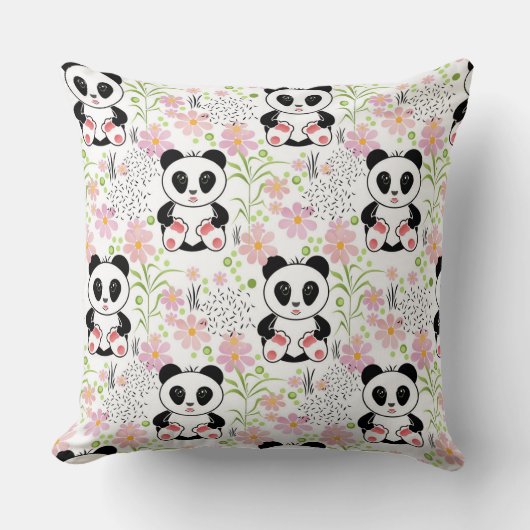 Panda-Kubikblumen, rosa, Kissen (Vorderseite)