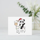 Panda Lama Christmas Snow Winter Animals Postkarte (Stehend Vorderseite)
