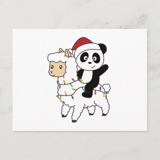 Panda Lama Christmas Snow Winter Animals Postkarte (Vorderseite)