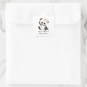Panda Library Book Baby Dusche Quadratischer Aufkleber (Tasche)