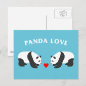 Panda Liebe (blau) Postkarte (Vorne/Hinten)