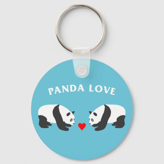 Panda Liebe (blau) Schlüsselanhänger (Vorderseite)