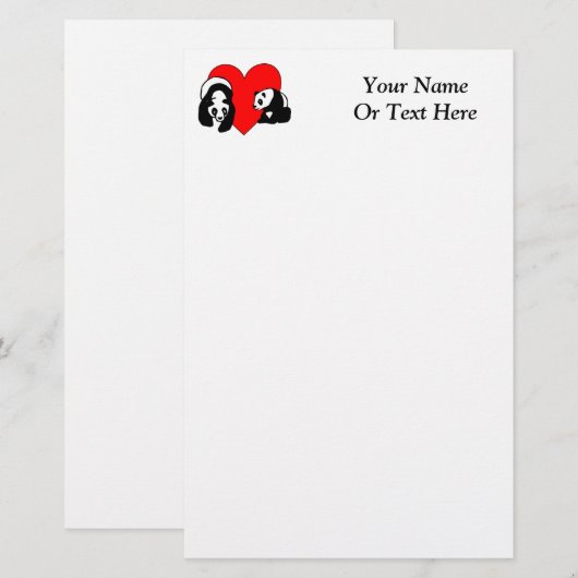 Panda-Liebe Briefpapier (Vorne/Hinten)