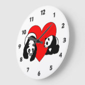 Panda-Liebe Große Wanduhr (Winkel)
