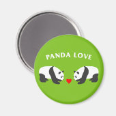 Panda Liebe (grün) Magnet (Vorderseite/Rückseite)