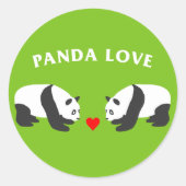 Panda Liebe (grün) Runder Aufkleber (Vorderseite)