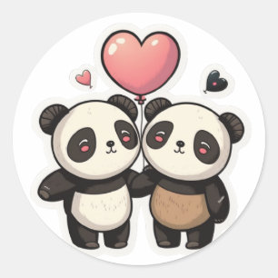 Panda-Liebe: Händchenaufkleber Runder Aufkleber