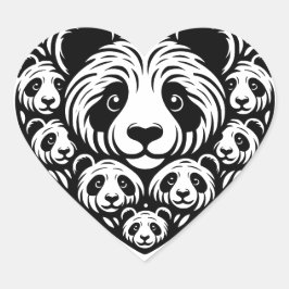 Panda-Liebe Herz-Aufkleber