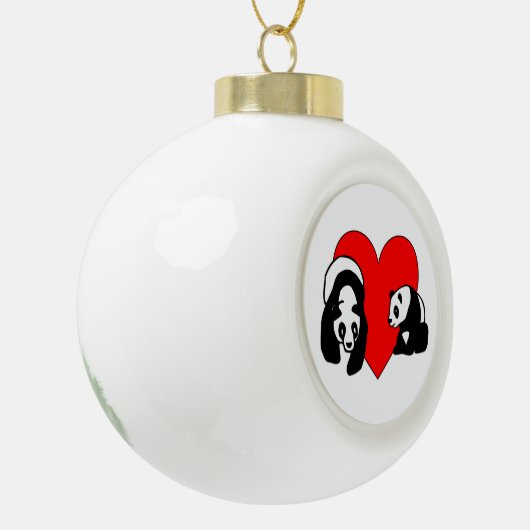 Panda-Liebe Keramik Kugel-Ornament (Links)