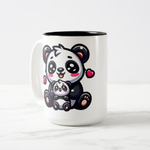 Panda-Liebe mit Panda Hugs Zweifarbige Tasse